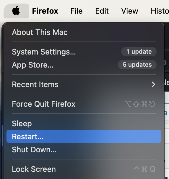 apple menu - restart