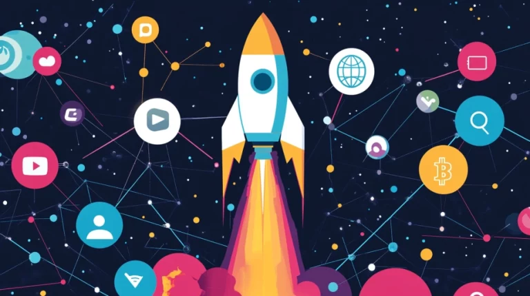 cryptocurrency brand represented by a rocket