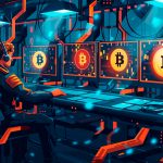 Blockchain operator technology cartoon illustration