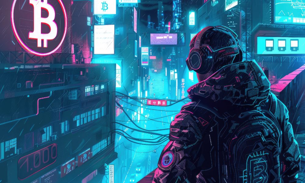 Cyberpunk bitcoin illustration