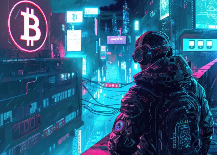 Cyberpunk bitcoin illustration