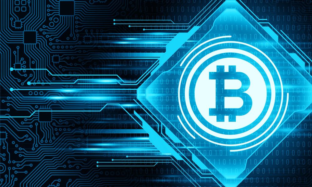 Cryptocurrency concept with bitcoin