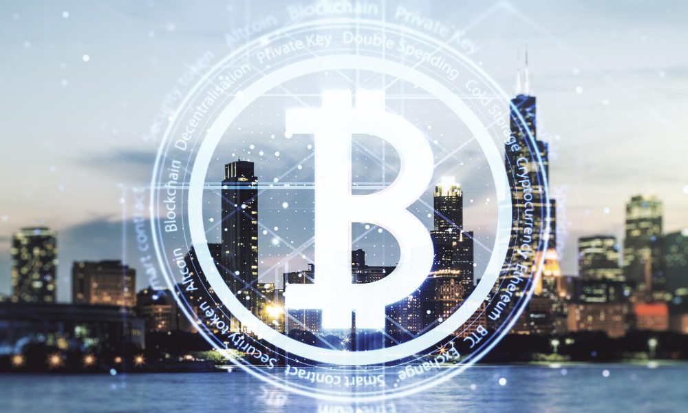 bitcoin in city view
